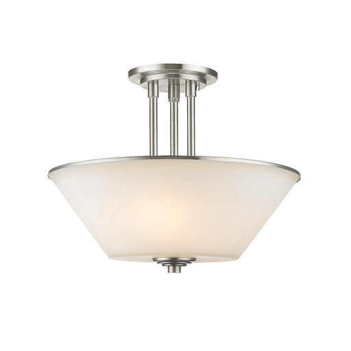 Z-Lite Jarra 3 Light Semi Flush Mount, Brushed Nickel, Matte Opal - 432SF-BN