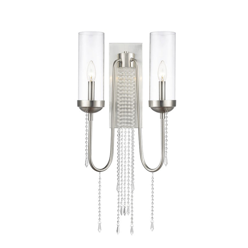 Z-Lite Siena 2 Light Wall Sconce, Brushed Nickel, Clear - 433-2S-BN