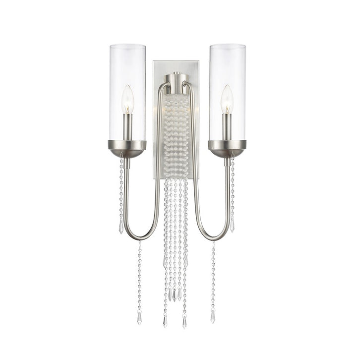 Z-Lite Siena 2 Light Wall Sconce, Brushed Nickel, Clear - 433-2S-BN
