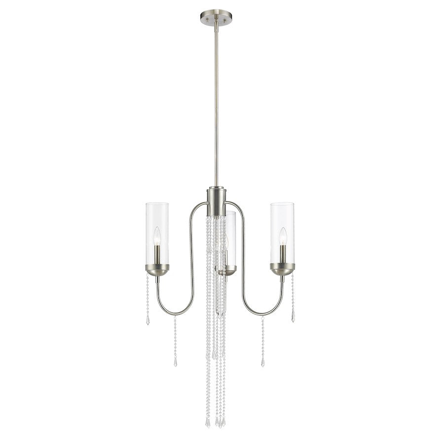 Z-Lite Siena 3 Light Chandelier, Brushed Nickel, Clear - 433-3BN