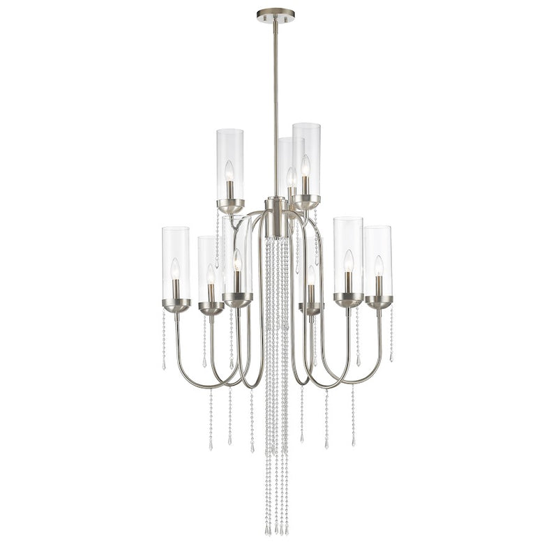 Z-Lite Siena 9 Light Chandelier, Brushed Nickel, Clear - 433-9BN