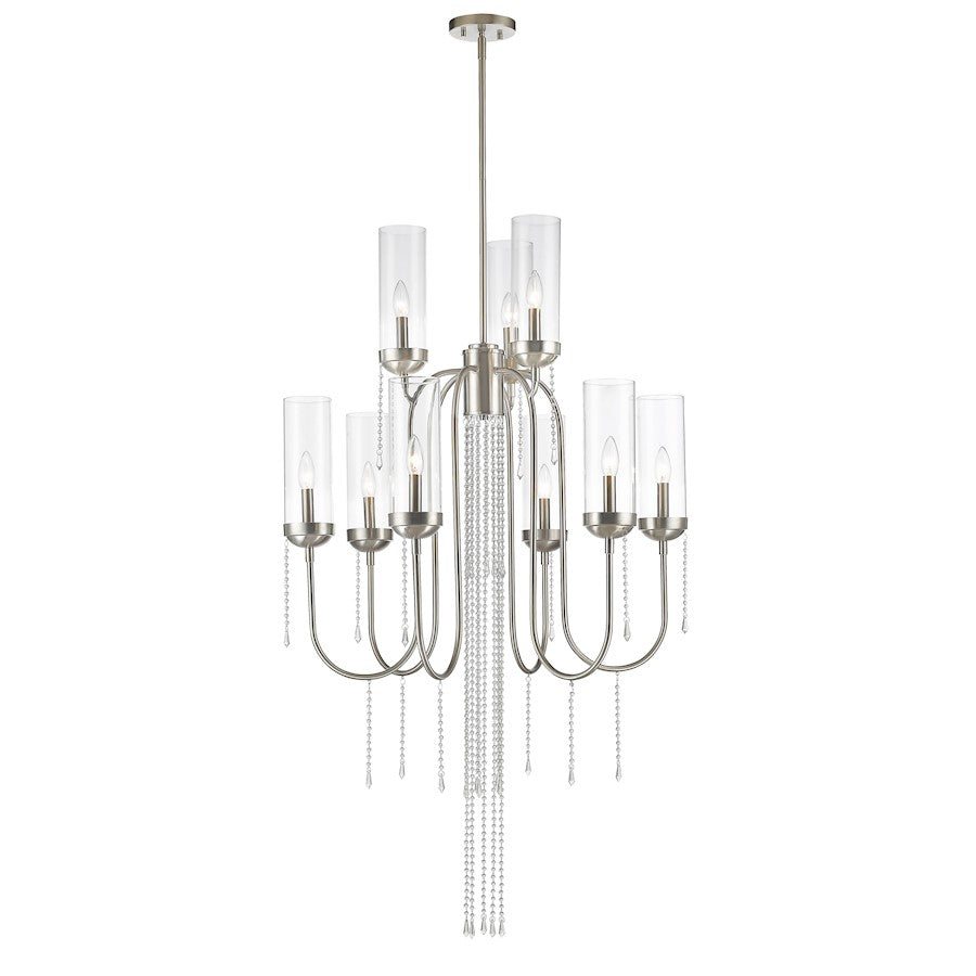 Z-Lite Siena 9 Light Chandelier, Brushed Nickel, Clear - 433-9BN