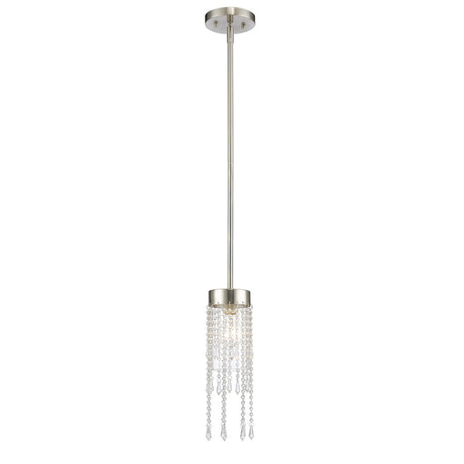 Z-Lite Siena 1 Light Mini Pendant, Brushed Nickel, Clear - 433MP-BN