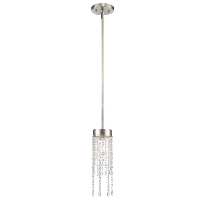 Z-Lite Siena 1 Light Mini Pendant, Brushed Nickel, Clear - 433MP-BN