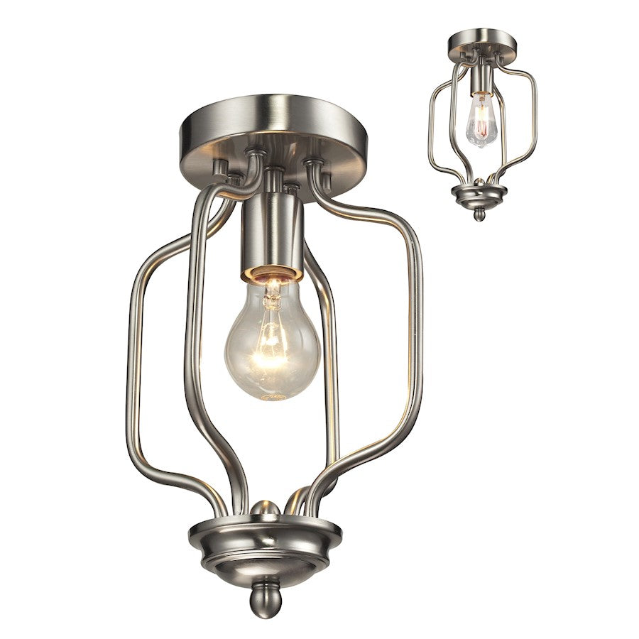Z-Lite Cardinal 1 Light Flush Mount, Brushed Nickel - 434-12-BN