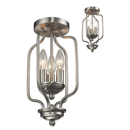 Z-Lite Cardinal 3 Light Flush Mount, Brushed Nickel - 434-14-BN