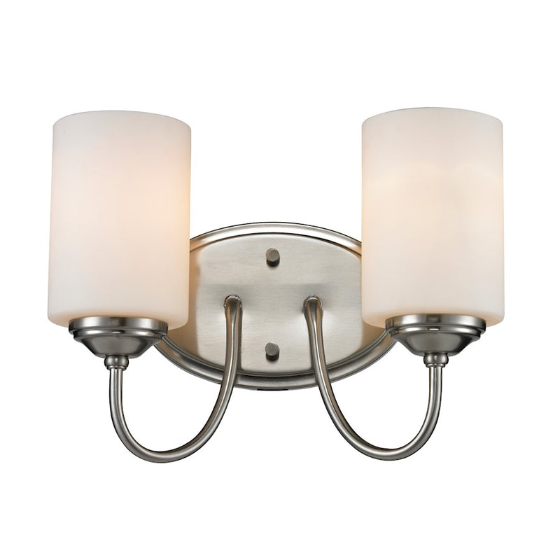 Z-Lite Cardinal 2 Light Vanity Light, Brushed Nickel, Matte Opal - 434-2V-BN