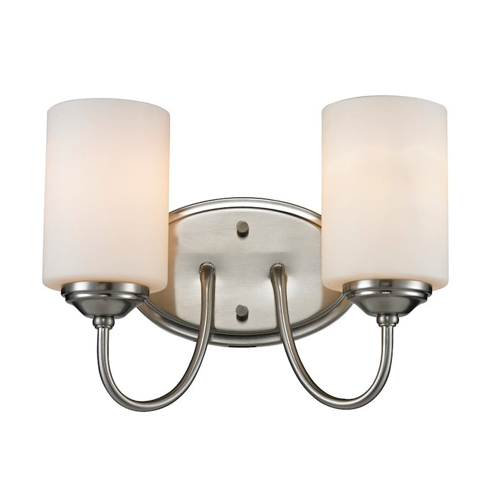 Z-Lite Cardinal 2 Light Vanity Light, Brushed Nickel, Matte Opal - 434-2V-BN
