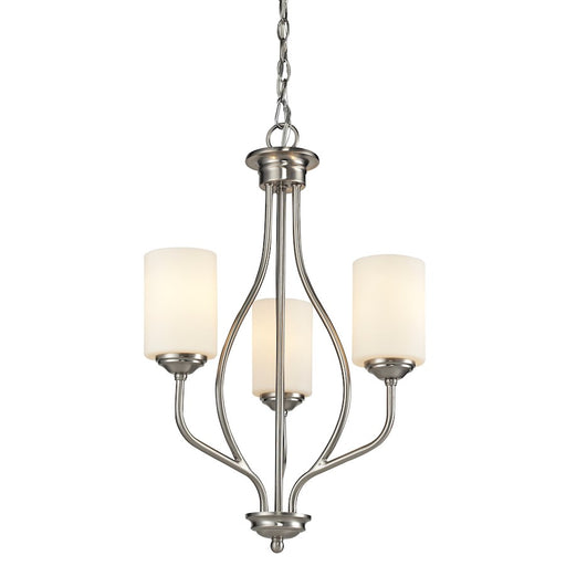 Z-Lite Cardinal 3 Light Chandelier, Brushed Nickel, Matte Opal - 434-3-BN