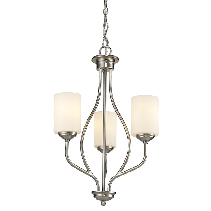 Z-Lite Cardinal 3 Light Chandelier, Brushed Nickel, Matte Opal - 434-3-BN