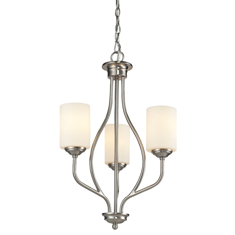 Z-Lite Cardinal 3 Light Chandelier, Brushed Nickel, Matte Opal - 434-3-BN