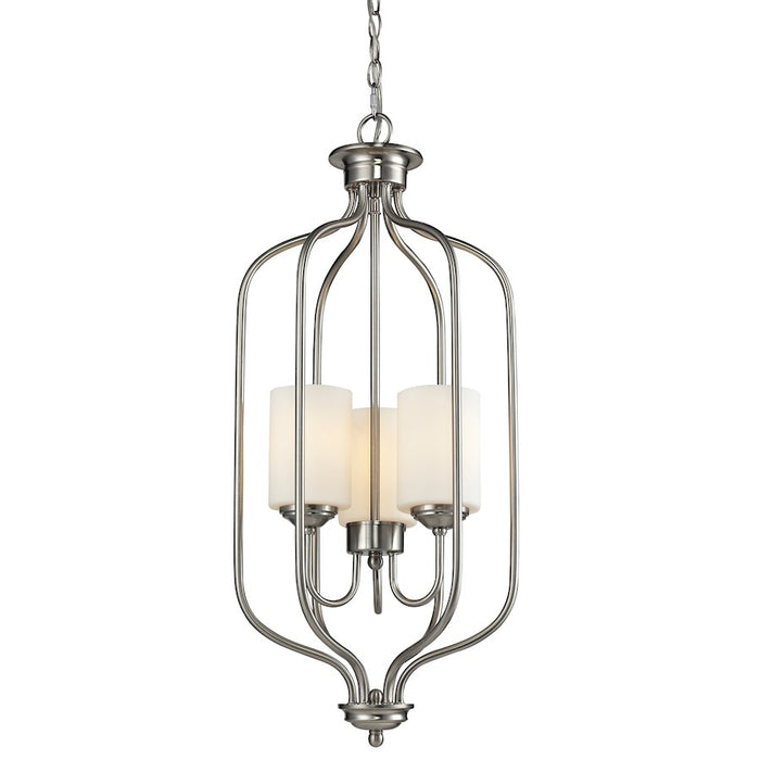 Z-Lite Cardinal 3 Light Pendant, Brushed Nickel, Matte Opal - 434-31-BN