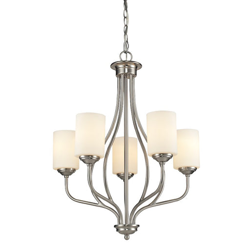 Z-Lite Cardinal 5 Light Chandelier, Brushed Nickel, Matte Opal - 434-5-BN
