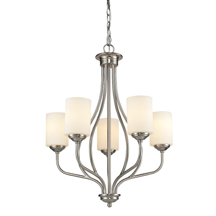 Z-Lite Cardinal 5 Light Chandelier, Brushed Nickel, Matte Opal - 434-5-BN