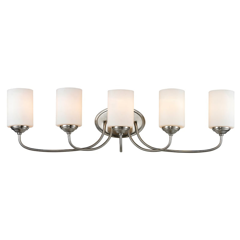 Z-Lite Cardinal 5 Light Vanity Light, Brushed Nickel, Matte Opal - 434-5V-BN