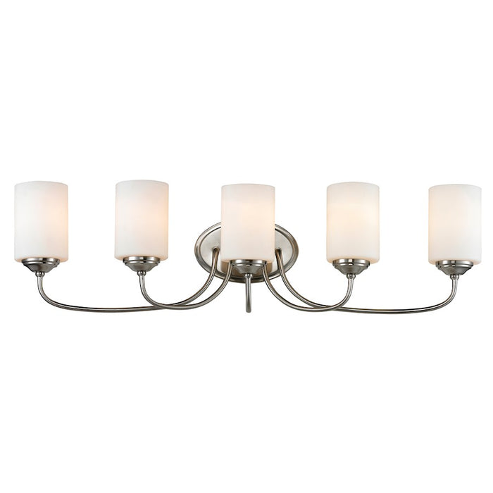 Z-Lite Cardinal 5 Light Vanity Light, Brushed Nickel, Matte Opal - 434-5V-BN