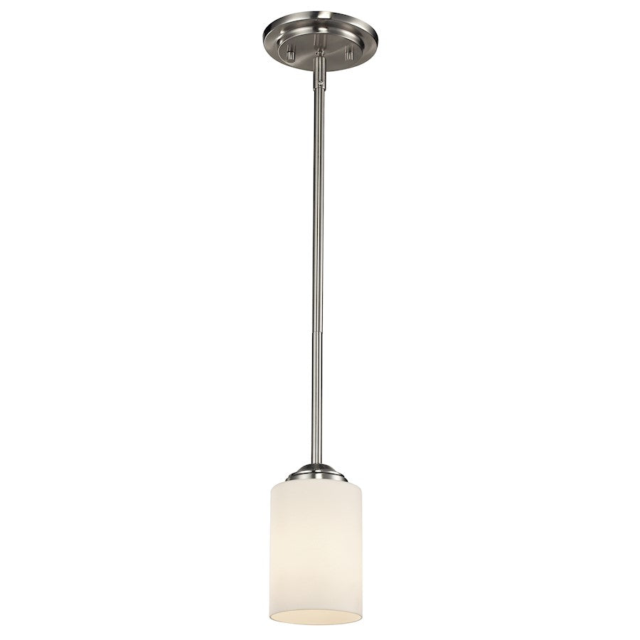 Z-Lite Cardinal 1 Light Mini Pendant, Brushed Nickel, Matte Opal - 434-MP-BN