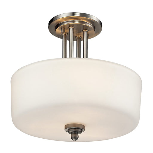 Z-Lite Cardinal 3 Light Semi-Flush Mount, Brushed Nickel, Matte Opal - 434-SF-BN