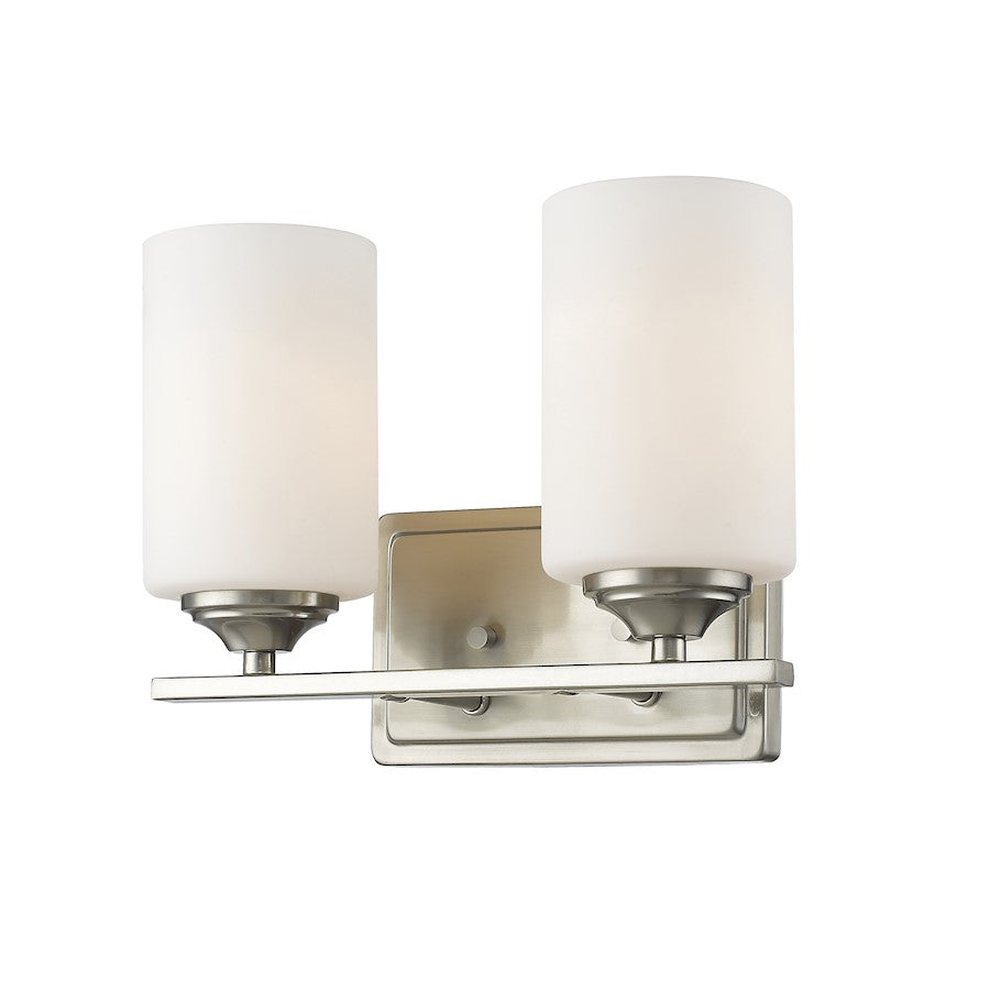 Z-Lite Bordeaux 2 Light Vanity Light, Brushed Nickel, Matte Opal - 435-2V-BN