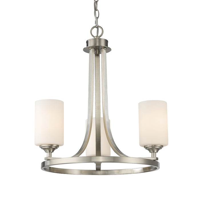 Z-Lite Bordeaux 3 Light Chandelier, Brushed Nickel, Matte Opal - 435-3BN