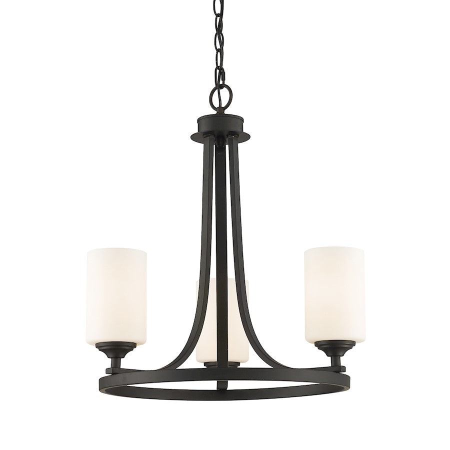 Z-Lite Bordeaux 3 Light Chandelier, Bronze, Matte Opal - 435-3BRZ