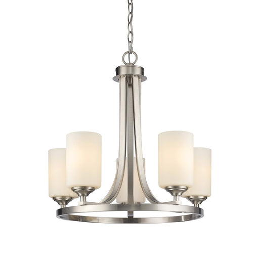 Z-Lite Bordeaux 5 Light Chandelier, Brushed Nickel, Matte Opal - 435-5BN
