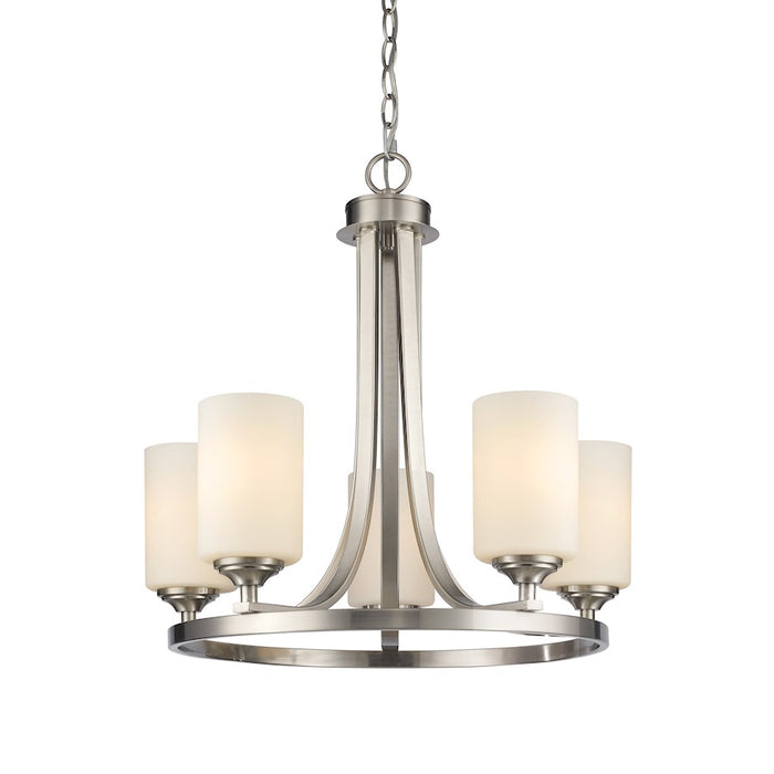 Z-Lite Bordeaux 5 Light Chandelier, Brushed Nickel, Matte Opal - 435-5BN