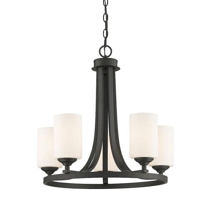 Z-Lite Bordeaux 5 Light Chandelier, Bronze, Matte Opal - 435-5BRZ