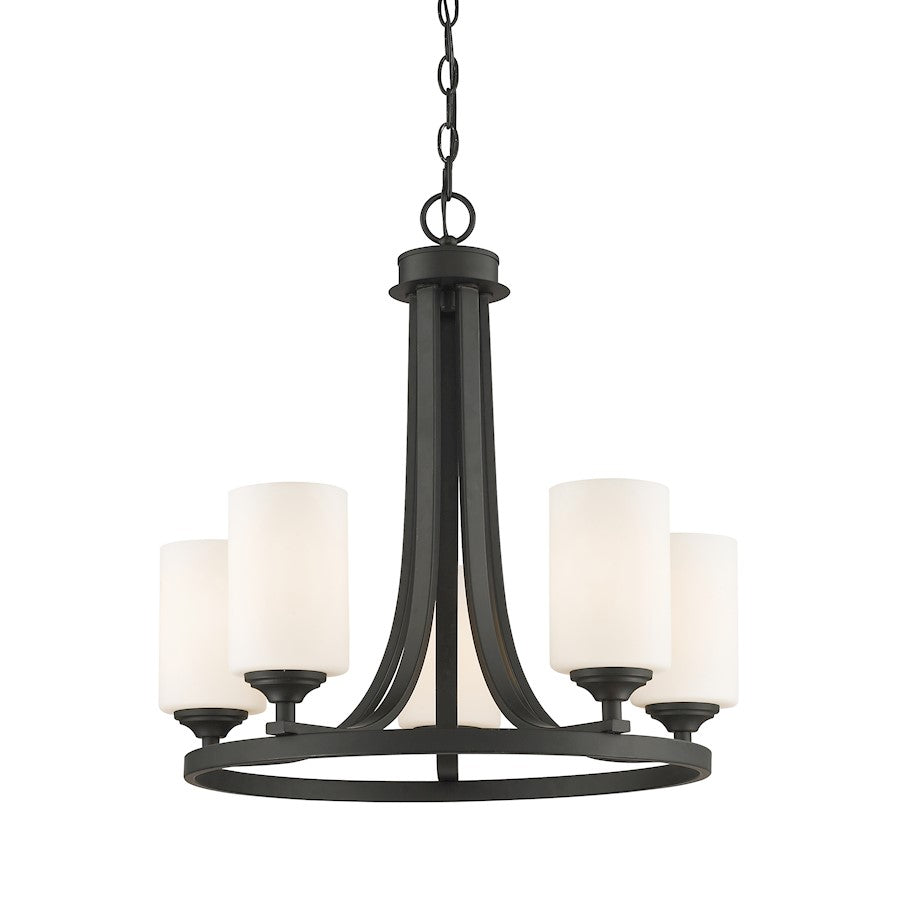 Z-Lite Bordeaux 5 Light Chandelier, Bronze, Matte Opal - 435-5BRZ