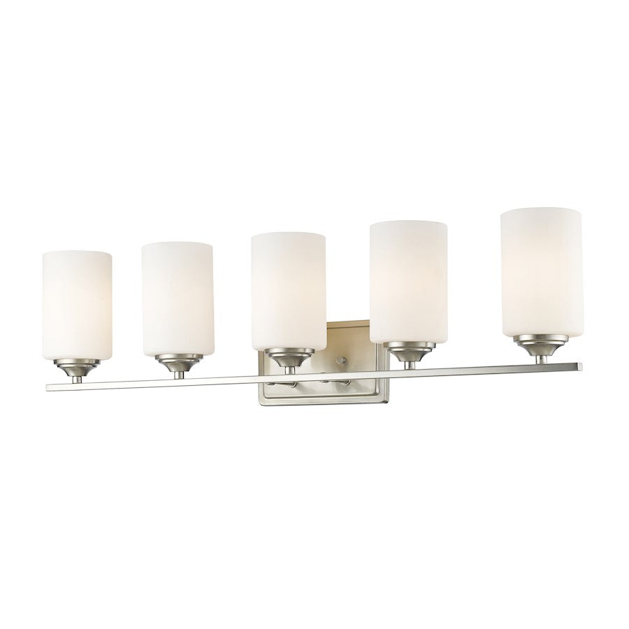 Z-Lite Bordeaux 5 Light Vanity Light, Brushed Nickel, Matte Opal - 435-5V-BN