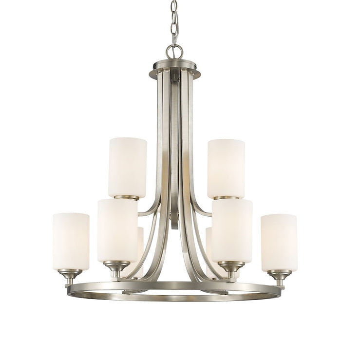 Z-Lite Bordeaux 9 Light Chandelier, Brushed Nickel, Matte Opal - 435-9BN