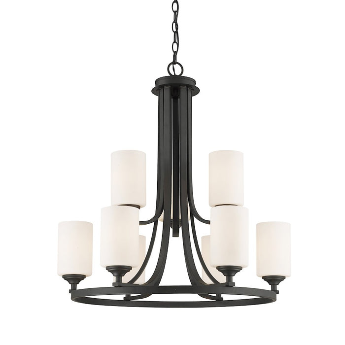 Z-Lite Bordeaux 9 Light Chandelier, Bronze, Matte Opal - 435-9BRZ