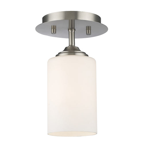 Z-Lite Bordeaux 1 Light Flush Mount Light, Brushed Nickel, Matte Opal - 435F1-BN