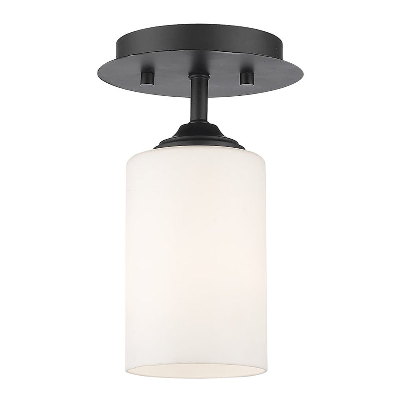 Z-Lite Bordeaux 1 Light Flush Mount Light, Bronze, Matte Opal - 435F1-BRZ
