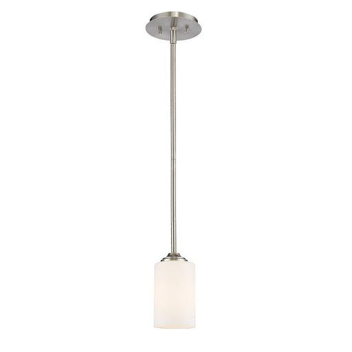 Z-Lite Bordeaux 1 Light Mini Pendant, Brushed Nickel, Matte Opal - 435MP-BN