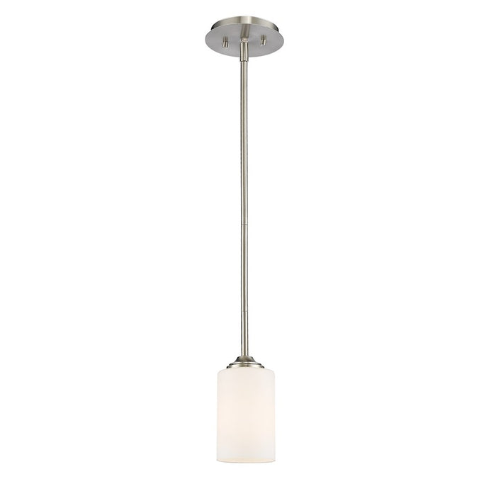 Z-Lite Bordeaux 1 Light Mini Pendant, Brushed Nickel, Matte Opal - 435MP-BN