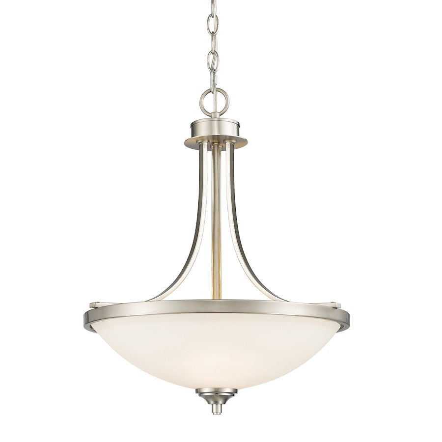 Z-Lite Bordeaux 3 Light Pendant, Brushed Nickel, Matte Opal - 435P-BN