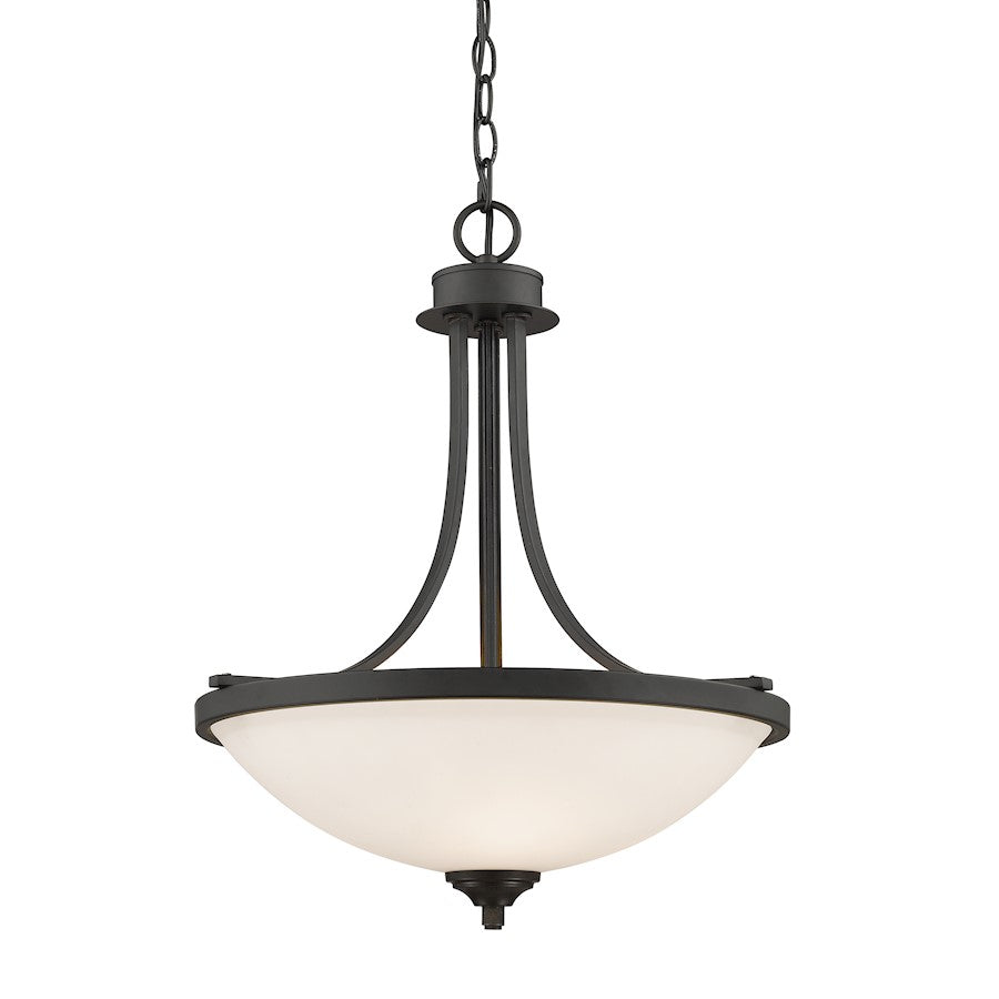 Z-Lite Bordeaux 3 Light Pendant, Bronze, Matte Opal - 435P-BRZ
