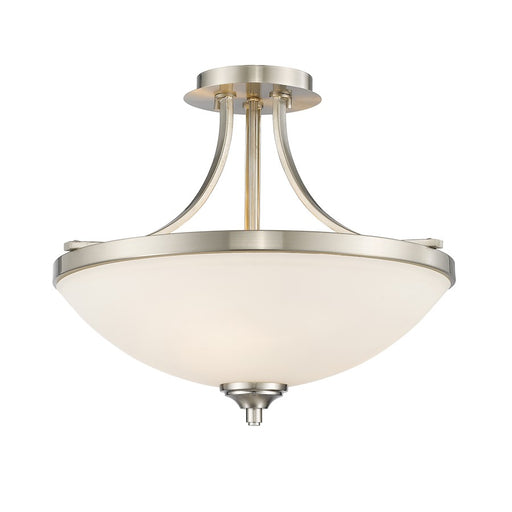 Z-Lite Bordeaux 3 Light Semi Flush Mount, Brushed Nickel, Matte Opal - 435SF-BN