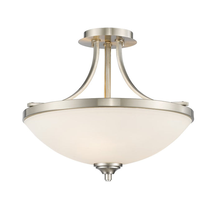 Z-Lite Bordeaux 3 Light Semi Flush Mount, Brushed Nickel, Matte Opal - 435SF-BN