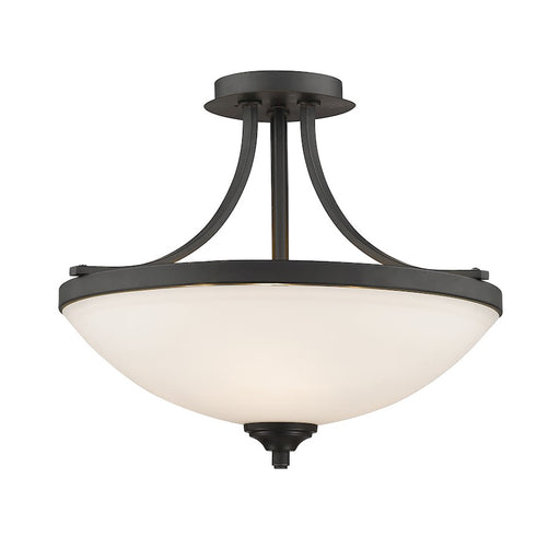Z-Lite Bordeaux 3 Light Semi Flush Mount, Bronze, Matte Opal - 435SF-BRZ