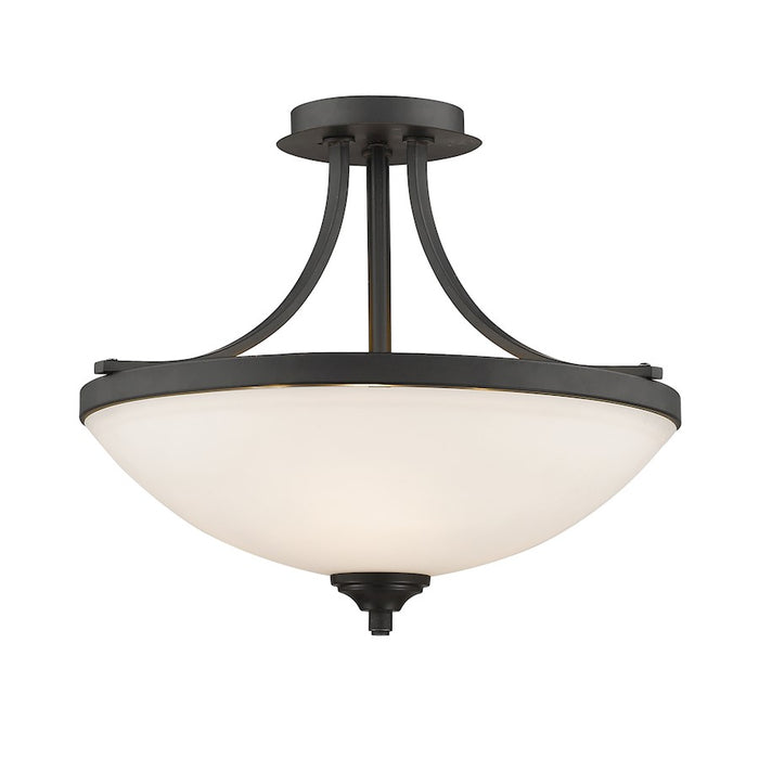 Z-Lite Bordeaux 3 Light Semi Flush Mount, Bronze, Matte Opal - 435SF-BRZ