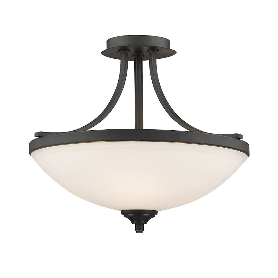 Z-Lite Bordeaux 3 Light Semi Flush Mount, Bronze, Matte Opal - 435SF-BRZ