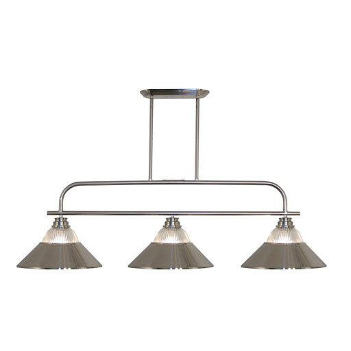 Z-Lite Annora 3 Light Island/Billiard Light Nickel, Clear Ribbed/Nickel - 437-3BN-RBN