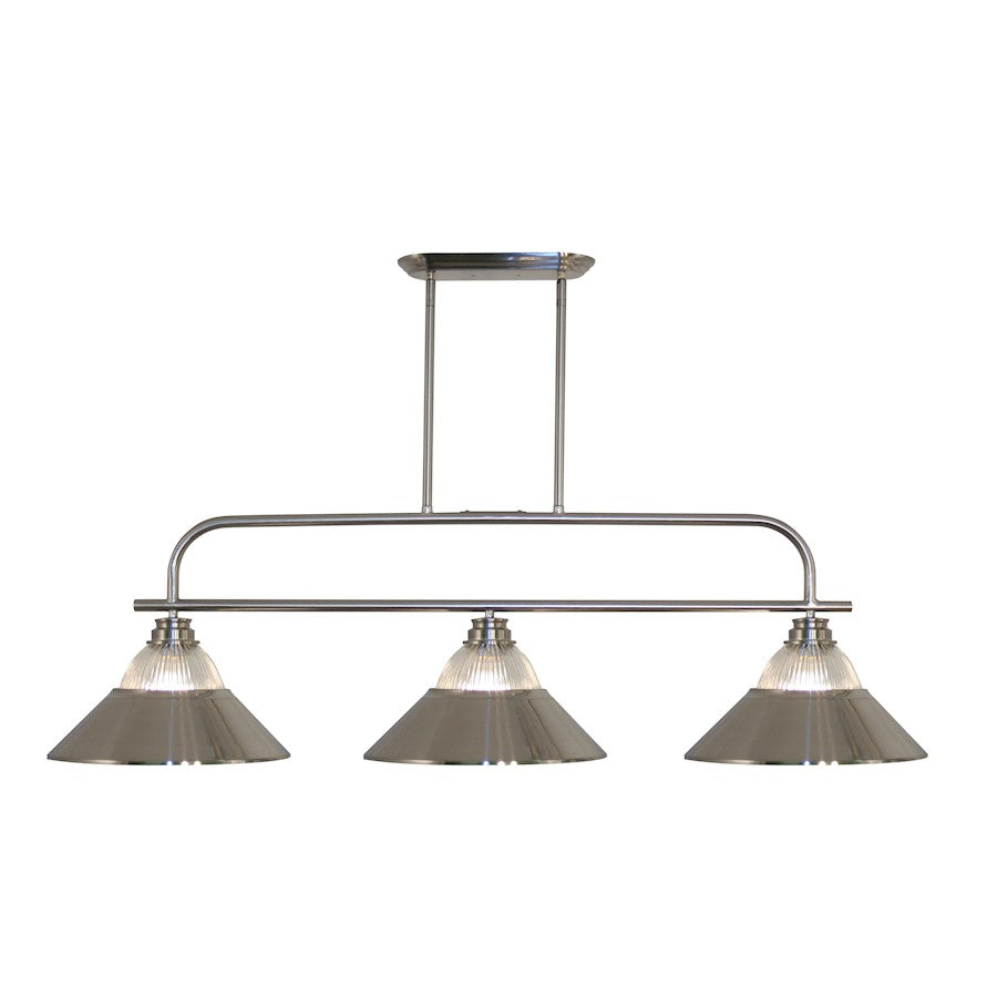 Z-Lite Annora 3 Light Island/Billiard Light Nickel, Clear Ribbed/Nickel - 437-3BN-RBN