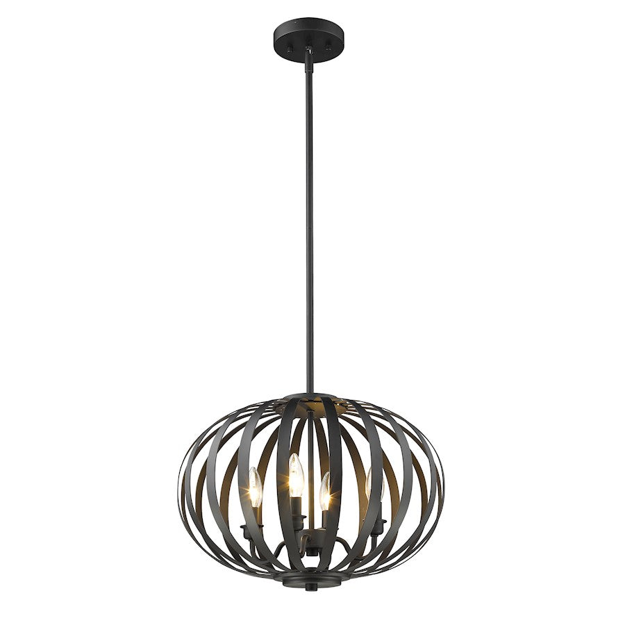 Z-Lite Moundou 4 Light Pendant, 15x15x12.5", Bronze - 438-16BRZ