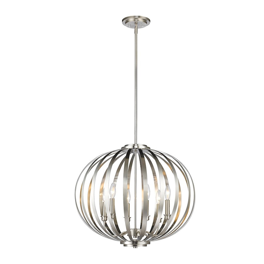 Z-Lite Moundou 6 Light Pendant, 24x24x21.25", Brushed Nickel - 438-24BN