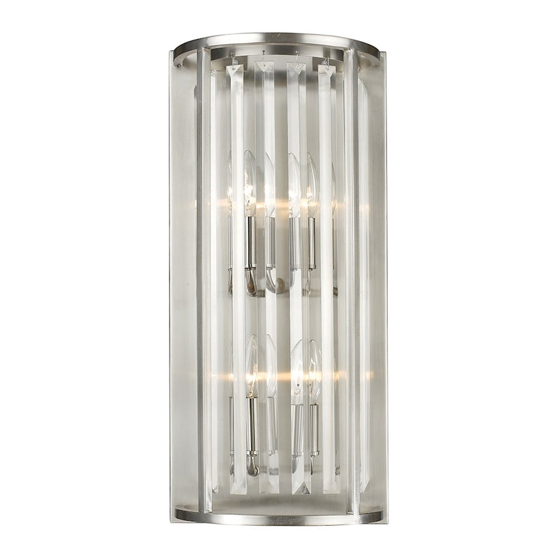Z-Lite Monarch 4 Light Wall Sconce, Brushed Nickel, Clear - 439-4S-BN