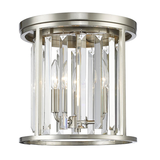 Z-Lite Monarch 3 Light Flush Mount, 12x12x11.88", Brushed Nickel, Clear - 439F12-BN
