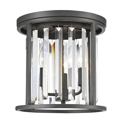Z-Lite Monarch 3 Light Flush Mount, 12x12x11.88", Bronze, Clear - 439F12-BRZ